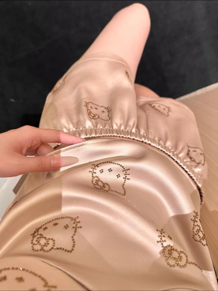 HelloKitty Satin Pyjama Set - Silky Lingerie - KittyCup - Heaven