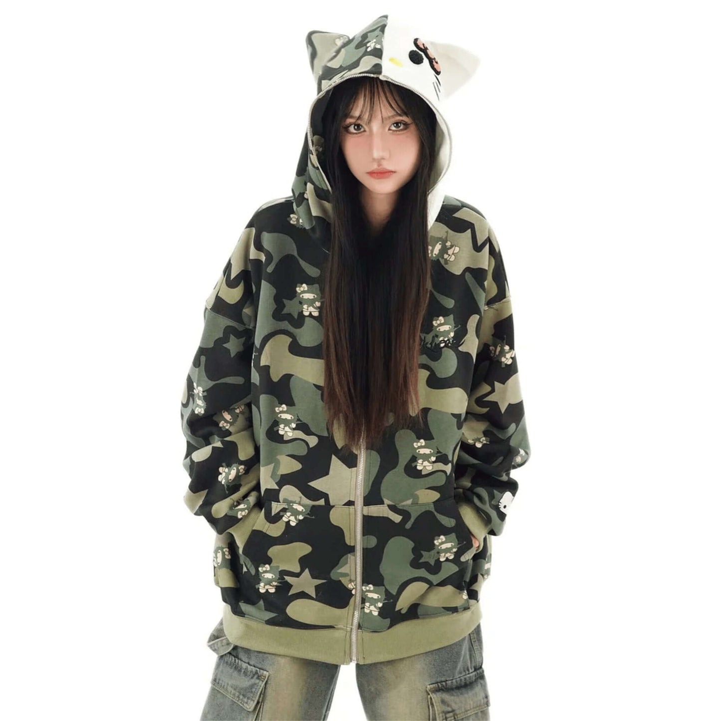HelloKitty | Camouflage Zip-Hoodie - KittyCup-Heaven