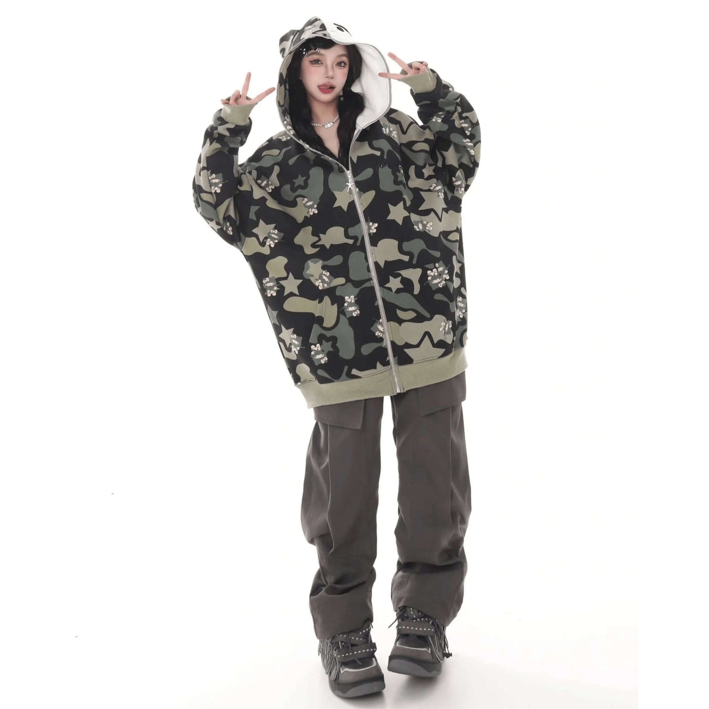 HelloKitty | Camouflage Zip-Hoodie - KittyCup-Heaven
