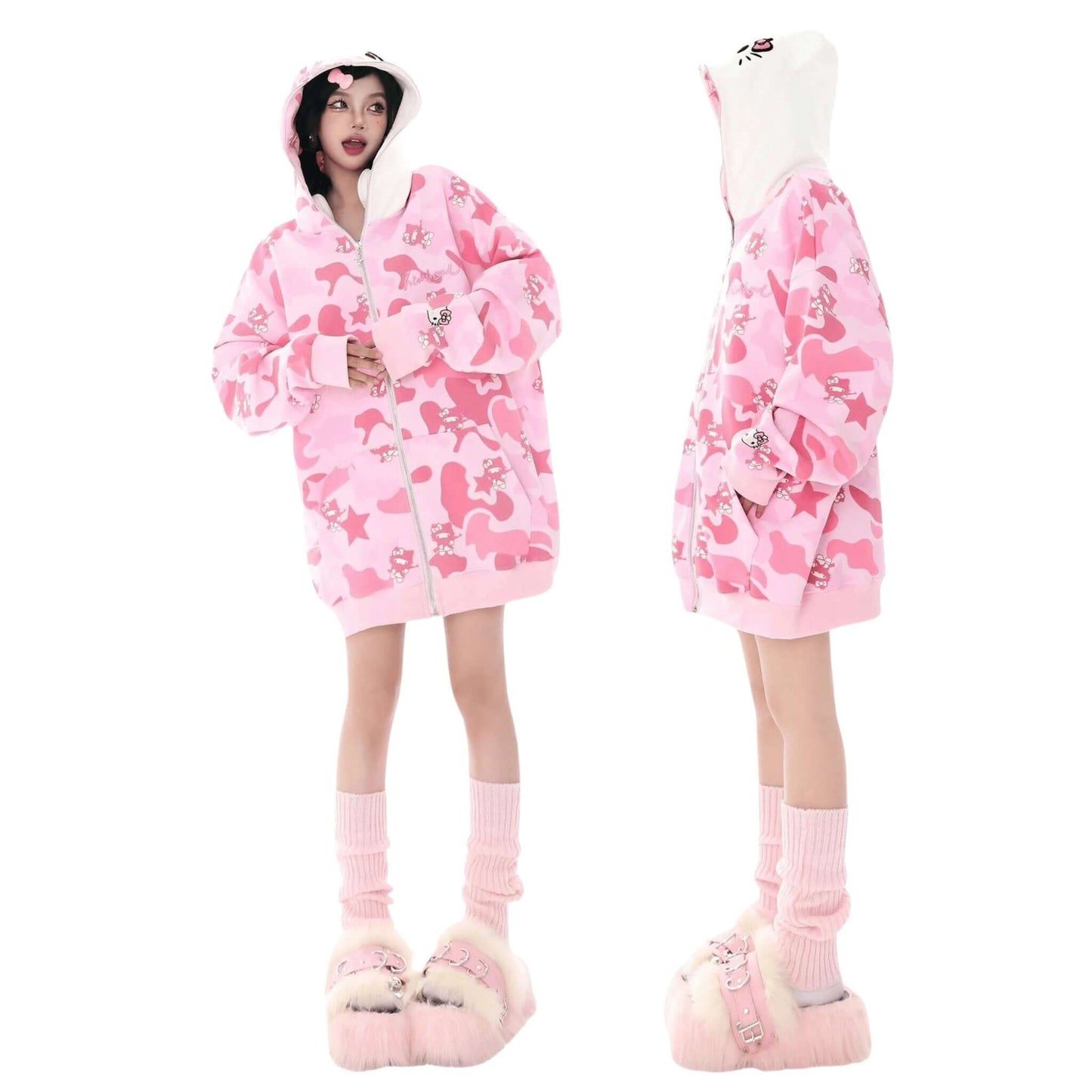 HelloKitty | Camouflage Zip-Hoodie - KittyCup-Heaven