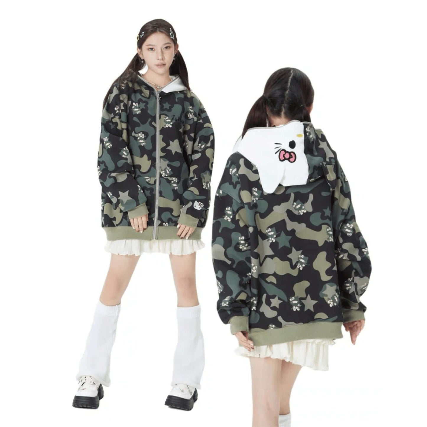HelloKitty | Camouflage Zip-Hoodie - KittyCup-Heaven