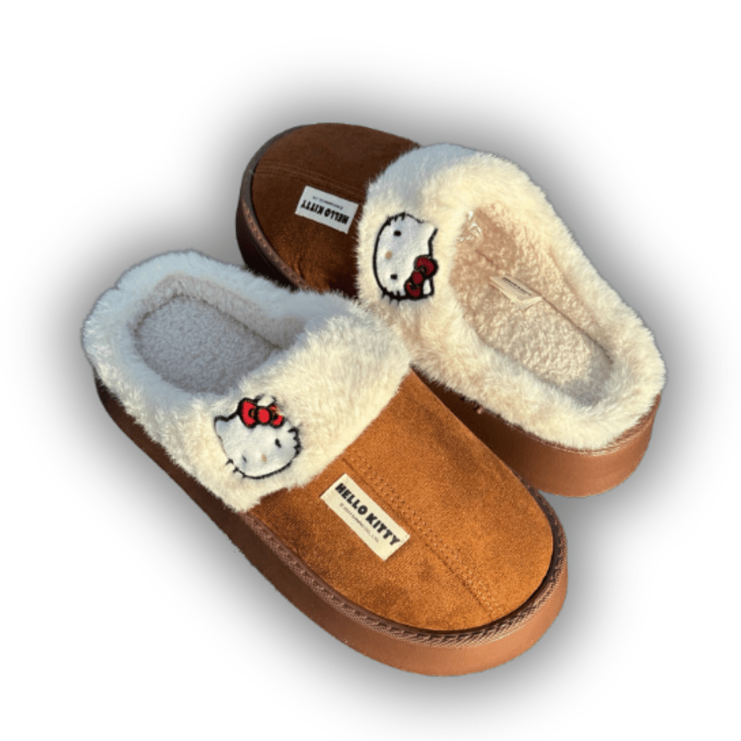 HelloKitty | Vintage Brown Pantoffeln - KittyCup-Heaven