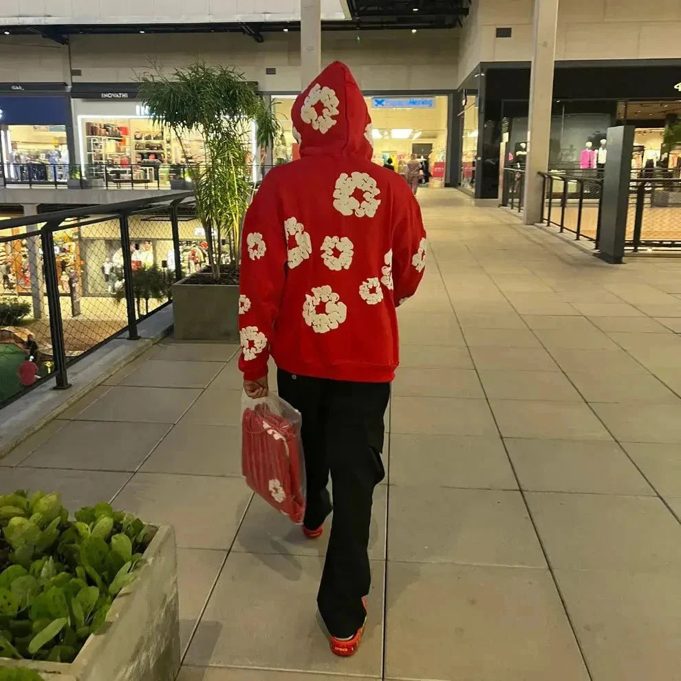 Denim-Tears Hoodie - Blumenkranz Rot - KittyCup-Heaven