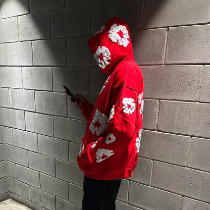 Denim-Tears Hoodie - Blumenkranz Rot - KittyCup-Heaven
