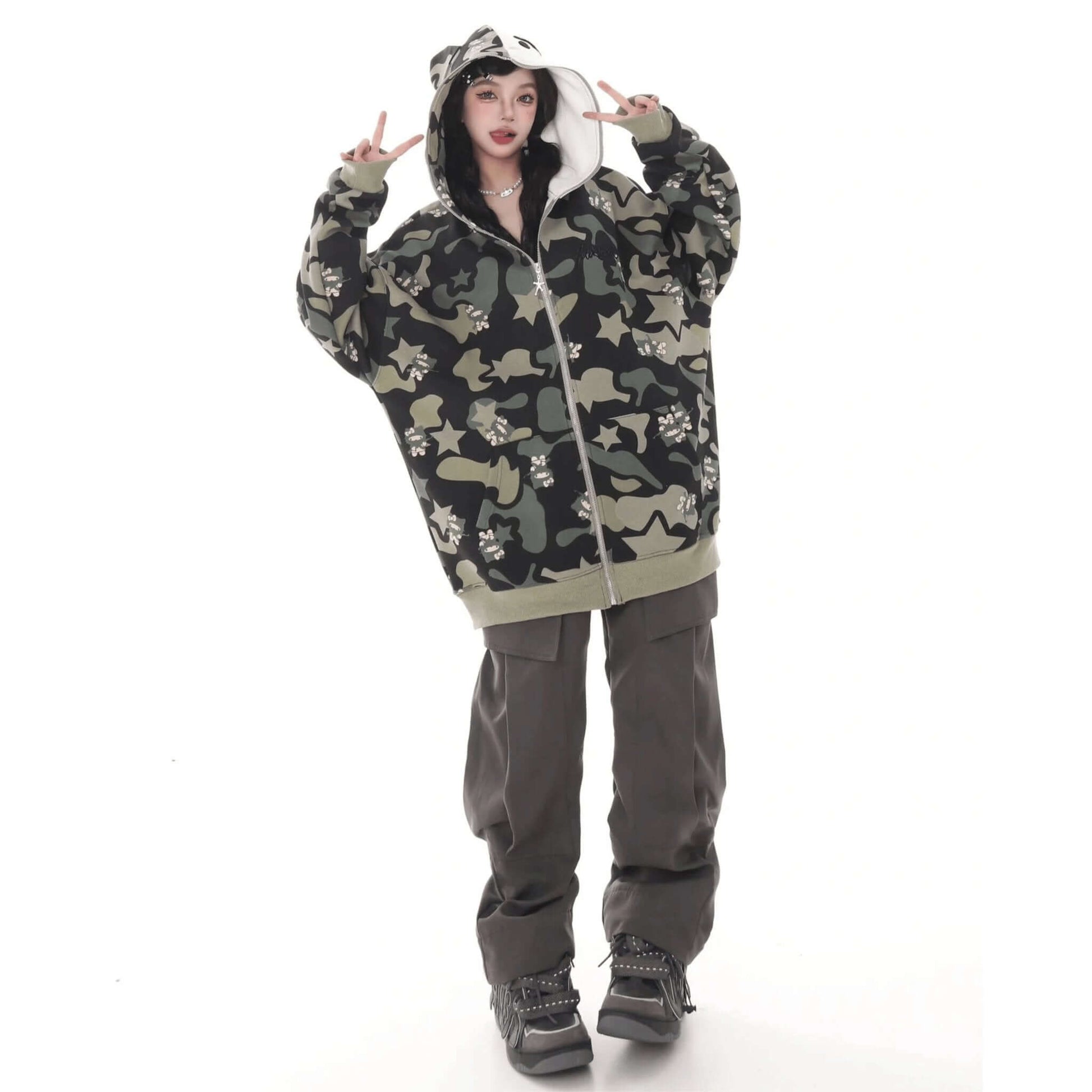 HelloKitty | Camouflage Zip-Hoodie - KittyCup-Heaven
