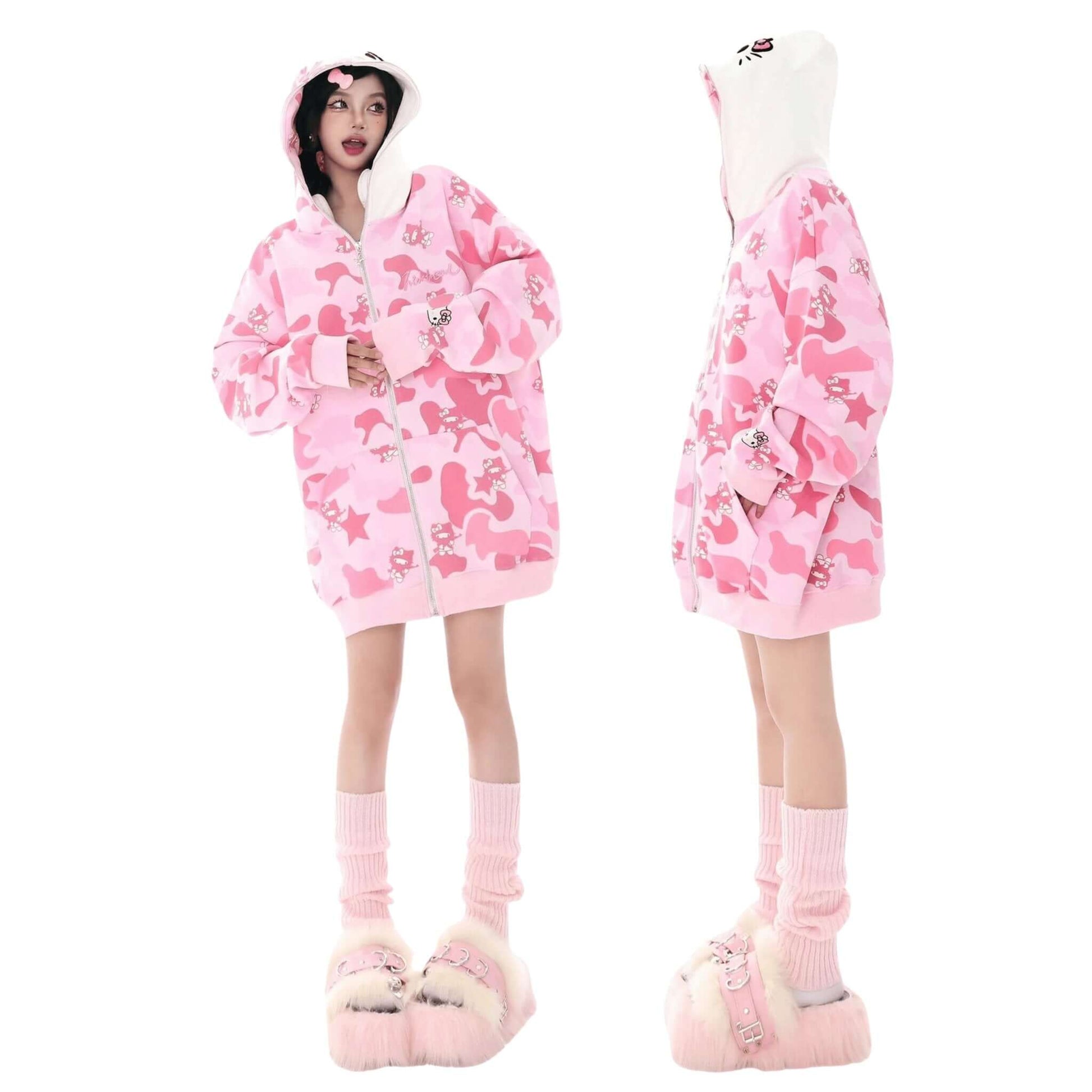 HelloKitty | Camouflage Zip-Hoodie - KittyCup-Heaven